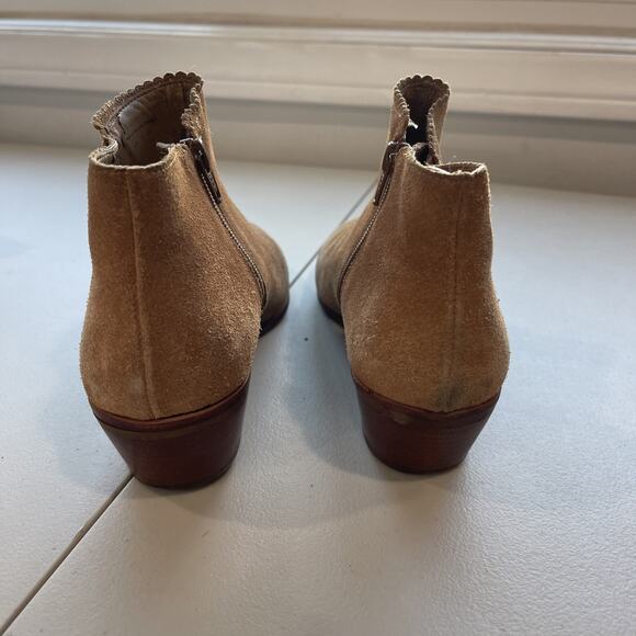 Jack Rogers Sz 8.5 M Ankle Booties Brown Suede Leather Tan Lagenlook Boho FLAW - Picture 7 of 12